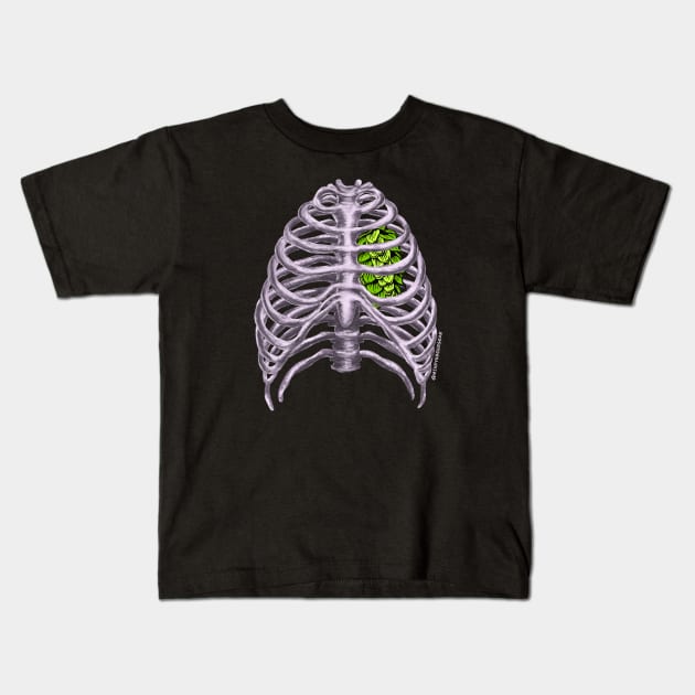 Hop-Hearted Rib Cage Kids T-Shirt by Mindy’s Beer Gear